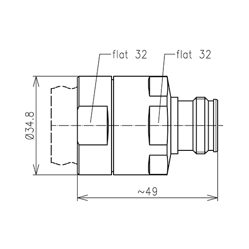 4.3-10 Buchse Steckverbinder LF 7/8"-50 Spinner MultiFit® Produktbild Side View L