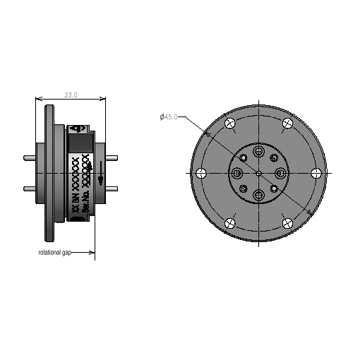 1-Kanal Rund-Hohlleiter Drehkupplung 110-210 GHz 140-200GHz Produktbild Side View L