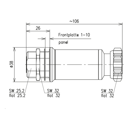 Überspannungsableiter 7-16 Stecker auf 7-16 Buchse 1700-3000 W 698-2700 MHz Lambda/4 Kurzschlussleitung mit DC-Break Produktbild Side View L
