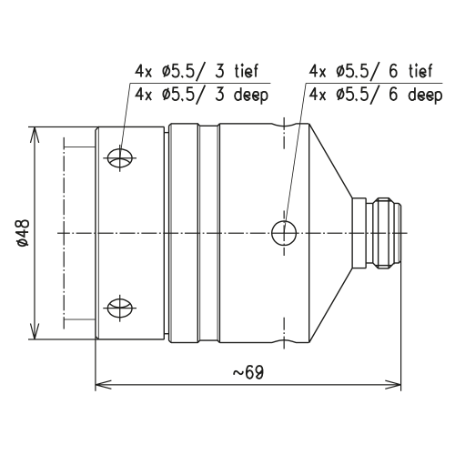 N Buchse Steckverbinder LF 1 1/4"-50 CAF® O-Ring Produktbild Side View L