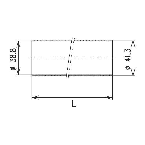 Koaxiale Rohrleitung Außenleiterrohr 2 m Kupfer 1 5/8" EIA / BT-D / SMS-2 Produktbild Side View L