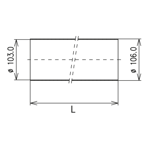 Koaxiale Rohrleitung Außenleiterrohr Aluminium 2 m 4 1/2" SMS Produktbild Side View L