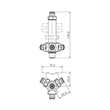 Koaxialer 3-Wege Leistungsteiler 500 W 694-3800 MHz 4.3-10 Buchse Produktbild Side View S