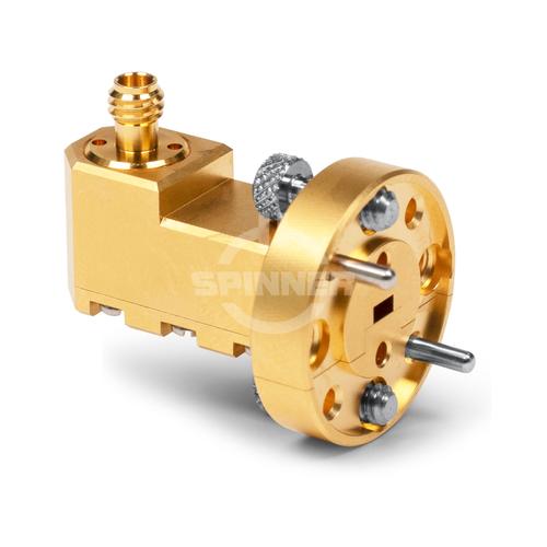 R 900 right angle to 1.0 mm female 75-110 GHz precision adapter product photo Front View L