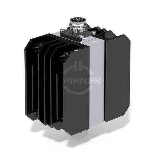 100 W 20 dB attenuator DC-4 GHz 4.3-10 male screw to 4.3-10 female IP 68 product photo Front View L