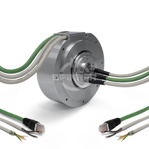 Contactless data rotary joint 2x 100BASE-TX real-time full-duplex (multiplexed) with power slip ring product photo Front View L