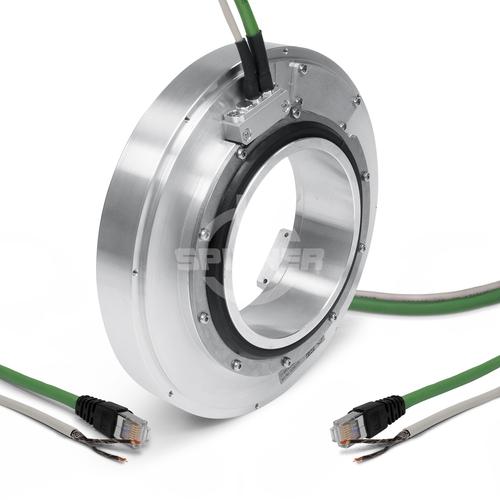 Contactless data rotary joint 1x 100BASE-TX real-time full-duplex inner diameter 100 mm product photo Front View L
