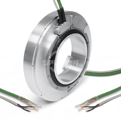 Contactless data rotary joint 1x 100BASE-TX real-time half-duplex inner diameter 100 mm product photo Front View L