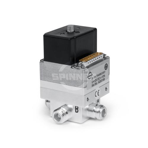 Coaxial 2-way switch (DPDT) 790 W DC-5 GHz 12 VDC N female product photo Front View L