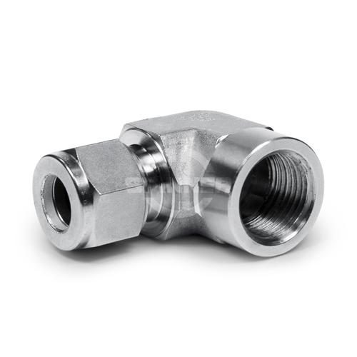 Tube fitting gauge connector 1/2" female 90° elbow product photo Front View L