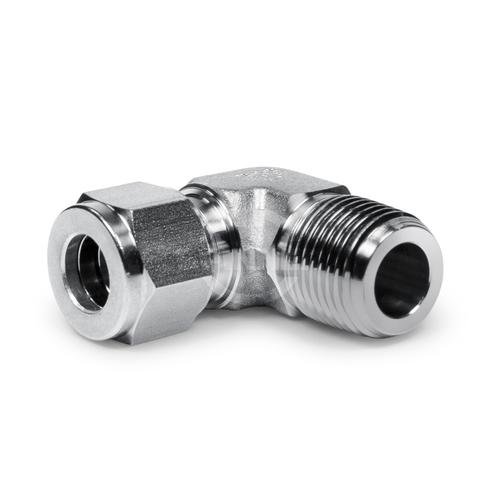 Tube fitting gauge connector 1/2" male 90° elbow product photo Front View L