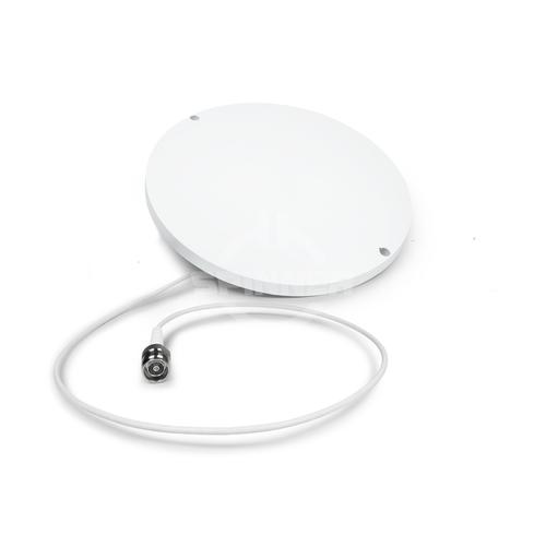 SISO 1-port thin H-Pol omni  in-building antenna 694-4000 MHz 6.0 dBi 360° 4.3-10 female, cable: white, 1 m product photo Front View L