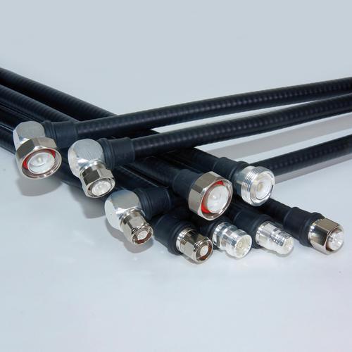Coaxial jumper cable assembly LF 1/2"-50-PE 4.3-10 male screw NEX10® male screw 20 m product photo Front View L