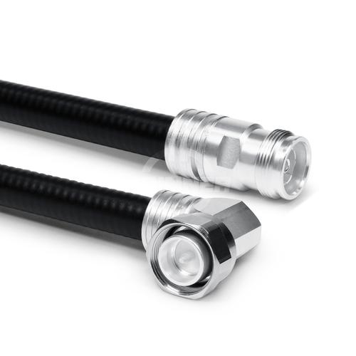 Coaxial jumper cable assembly SF 1/2"-50-CPR 4.3-10 male right angle screw 4.3-10 female 1 m product photo Front View L