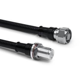 Coaxial jumper cable assembly SF 3/8"-50-PE N male N female bulkhead mounting 2 m product photo