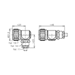 N male right angle connector RG223 RG58 RG400 RG142 clamped product photo Side View S