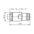 N female connector RG214 RG213 clamped product photo Side View S