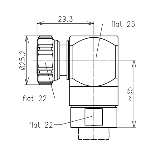 4.3-10 clavija ángulo para atornillar conector LF 1/2"-50 Spinner MultiFit® Imagen del producto Side View L