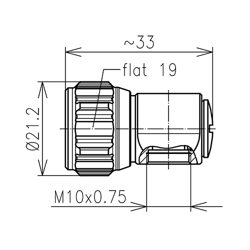 N clavija conector rosca M10 x 0.75 Imagen del producto Side View L