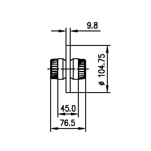 Elemento de acoplamiento de línea rígida coaxial 4 1/2" EIA Imagen del producto Side View L
