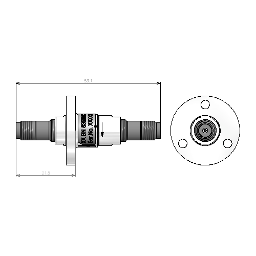 1-canal junta rotativa I-estilo DC-67 GHz 1.85 mm enchufe Imagen del producto Side View L