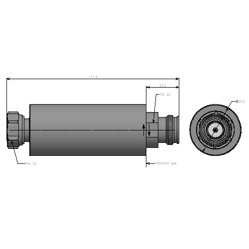1-canal junta rotativa I-estilo 0.69-0.96 GHz & 1.71-2.69 GHz 4.3-10 clavija hand screw Imagen del producto Side View L