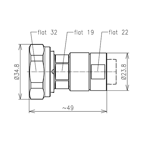 7-16 clavija conector LF 1/2"-50 Spinner MultiFit® Imagen del producto Side View L