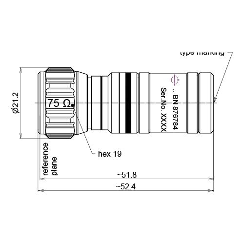 Cortocircuito de precisíon DC-3 GHz N clavija (75 Ω) Imagen del producto Side View L