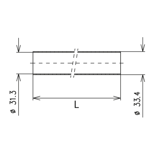 Conductor interno de línia rígida coaxial de cobre 2 m 3 1/8" EIA / SMS Imagen del producto Side View L
