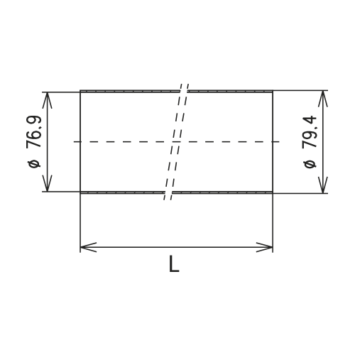 Conductor exterior de línia rígida coaxial de aluminio 2 m 3 1/8" SMS Imagen del producto Side View L