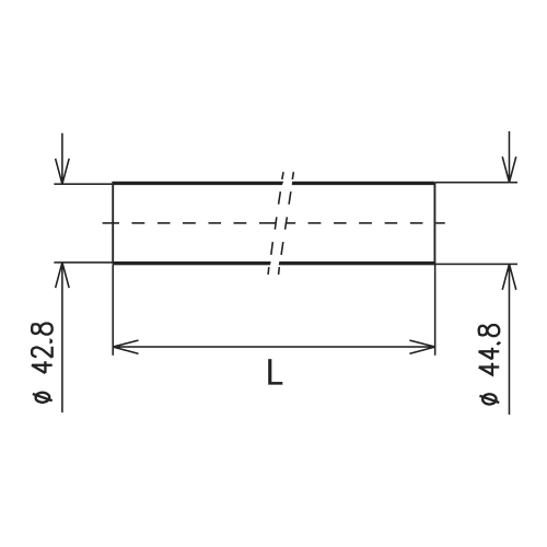 Conductor interno de línia rígida coaxial de cobre 2 m 4 1/2" EIA / SMS Imagen del producto Side View L