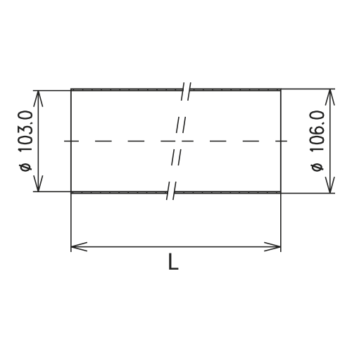 Conductor exterior de línia rígida coaxial de cobre 2 m 4 1/2" EIA Imagen del producto Side View L