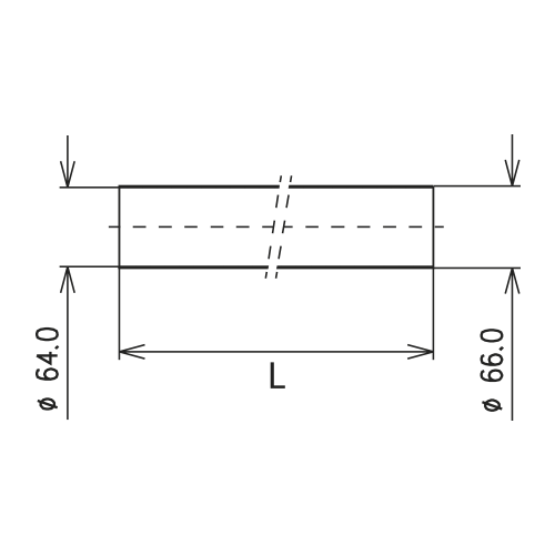 Conductor interno de línia rígida coaxial de cobre 2 m 6 1/8" EIA / SMS Imagen del producto Side View L