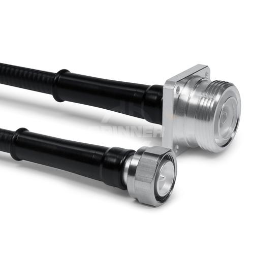 Cable coaxial confeccionado de medida SF 3/8"-50-PE 7-16 4 agujeros enchufe para la carcasa 4.3-10 clavija para atornillar 2.5 m módico IM (-165 dBc) Imagen del producto Front View L