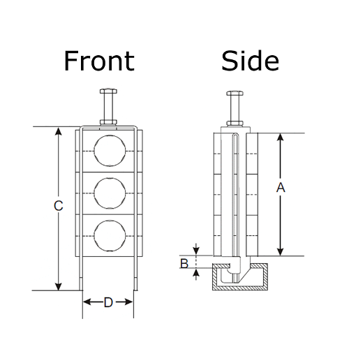 Spinner FlexFix® bloque de suspensión de cable apilado 3 veces para LF1/2" Imagen del producto Side View L