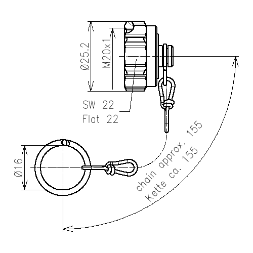 Capuchon protecteur 4.3-10 jack avec chaine Image du produit   Side View L
