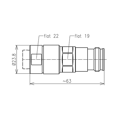 4.3-10 jack connecteur LF 1/2"-50 Spinner MultiFit® Image du produit   Side View L