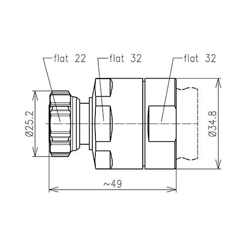 4.3-10 fiche mâle à vis connecteur LF 7/8"-50 Spinner MultiFit® Image du produit   Side View L