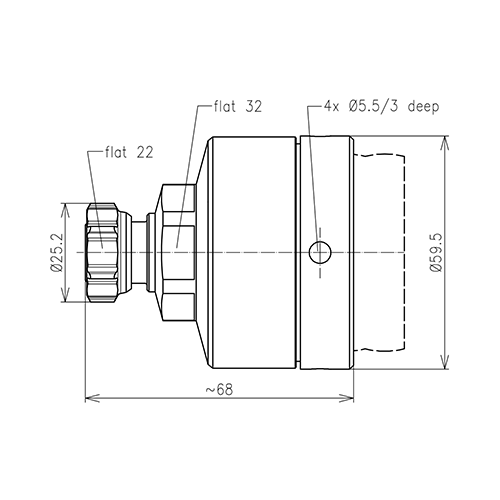 4.3-10 fiche mâle à vis connecteur LF 1 5/8"-50 Spinner MultiFit® Image du produit   Side View L