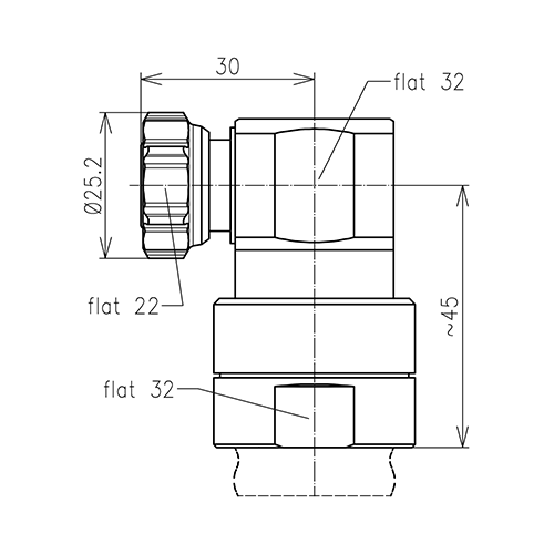 4.3-10 fiche mâle d'angle à vis connecteur LF 7/8"-50 Spinner MultiFit® Image du produit   Side View L