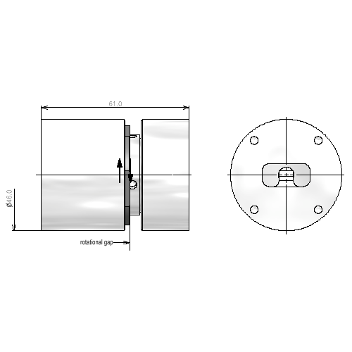 1-canal joint rotatif guide rectangulaire R 120 10.75-14.50 GHz Image du produit   Side View L