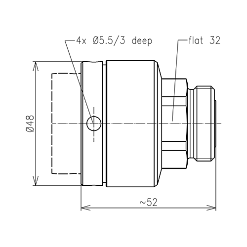 7-16 jack connecteur LF 1 1/4"-50 Spinner MultiFit® Image du produit   Side View L