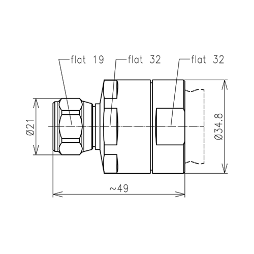N fiche mâle connecteur LF 7/8"-50 Spinner MultiFit® Image du produit   Side View L