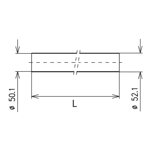 Tube conducteur intérieur de ligne coaxial rigide en cuivre 2 m 52-120 pour BT / BT-D / SMS Image du produit   Side View L